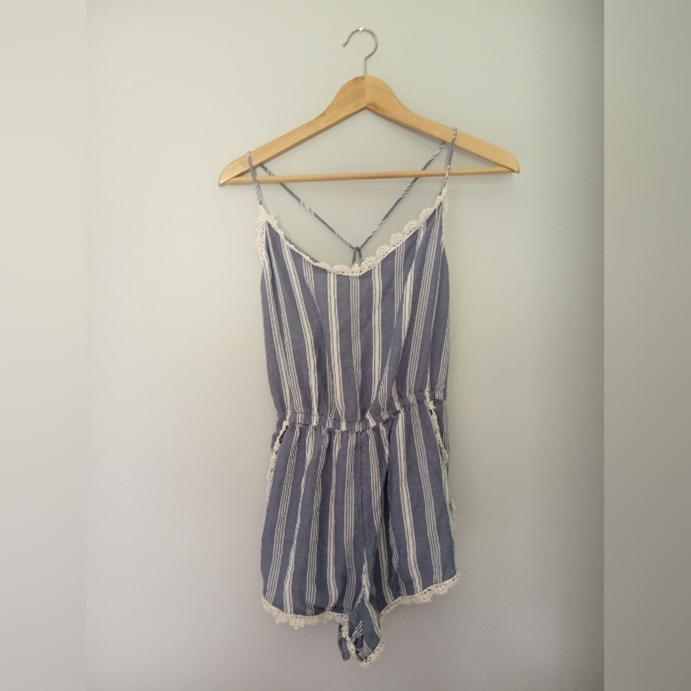 Abercrombie & Fitch Blue & White Striped Romper S